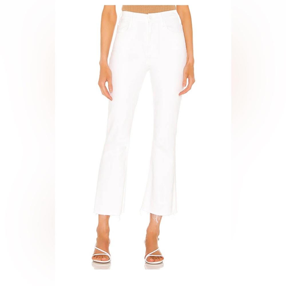 MOTHER Hustler Ankle Fray White Jeans
